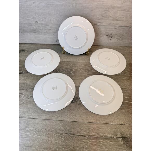 Wedgwood Vera Wang 9” Green Pineapple Gold Trim Accent Salad Plate-Set Of 5 - Picture 7 of 9